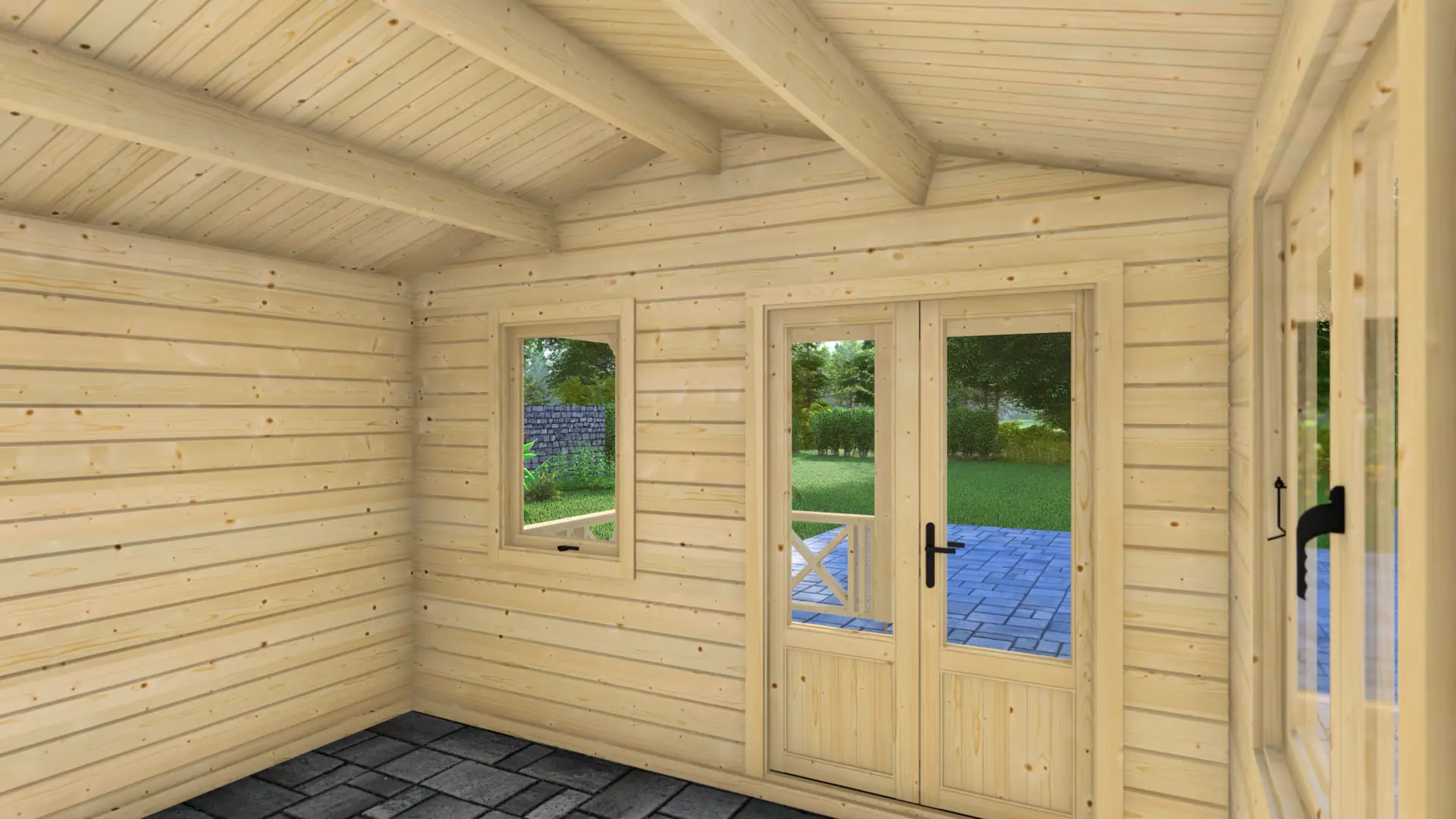 DSHouse dārza mājiņa "Charmed" - 12 m² universāla koka konstrukcija ar nosegtu terasi Dārza mājiņa "Charmed" ar 12 m² platību un 9 m² nosegtu terasi, kas izgatavota no ziemeļu egles ar lieliem logiem dabiskajam apgaismojumam