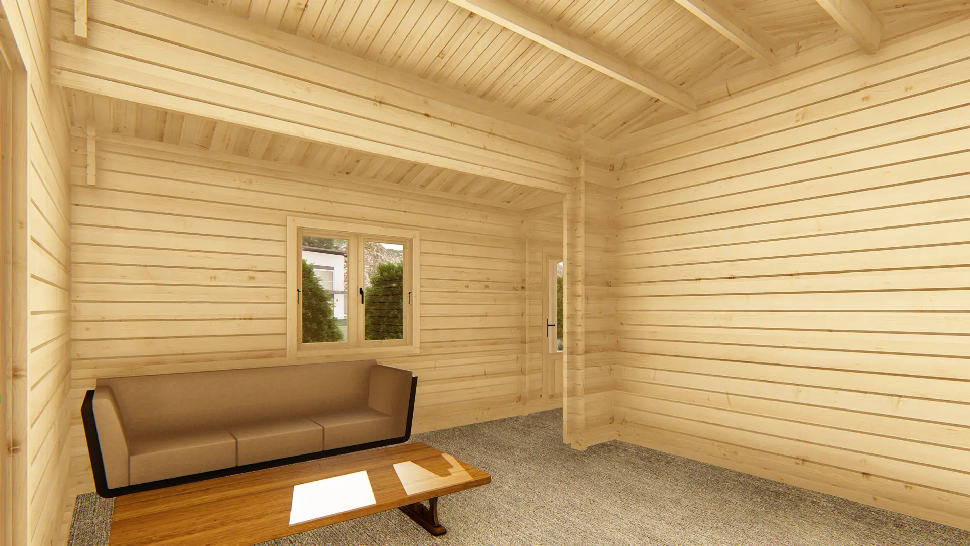 Dārza māja “Glamorouse” ar terasi un četrām iekštelpām Dārza māja “Glamorouse” ar 83 m² apbūves platību, četrām iekštelpām un nosegtu terasi, būvēta no ziemeļu egles.