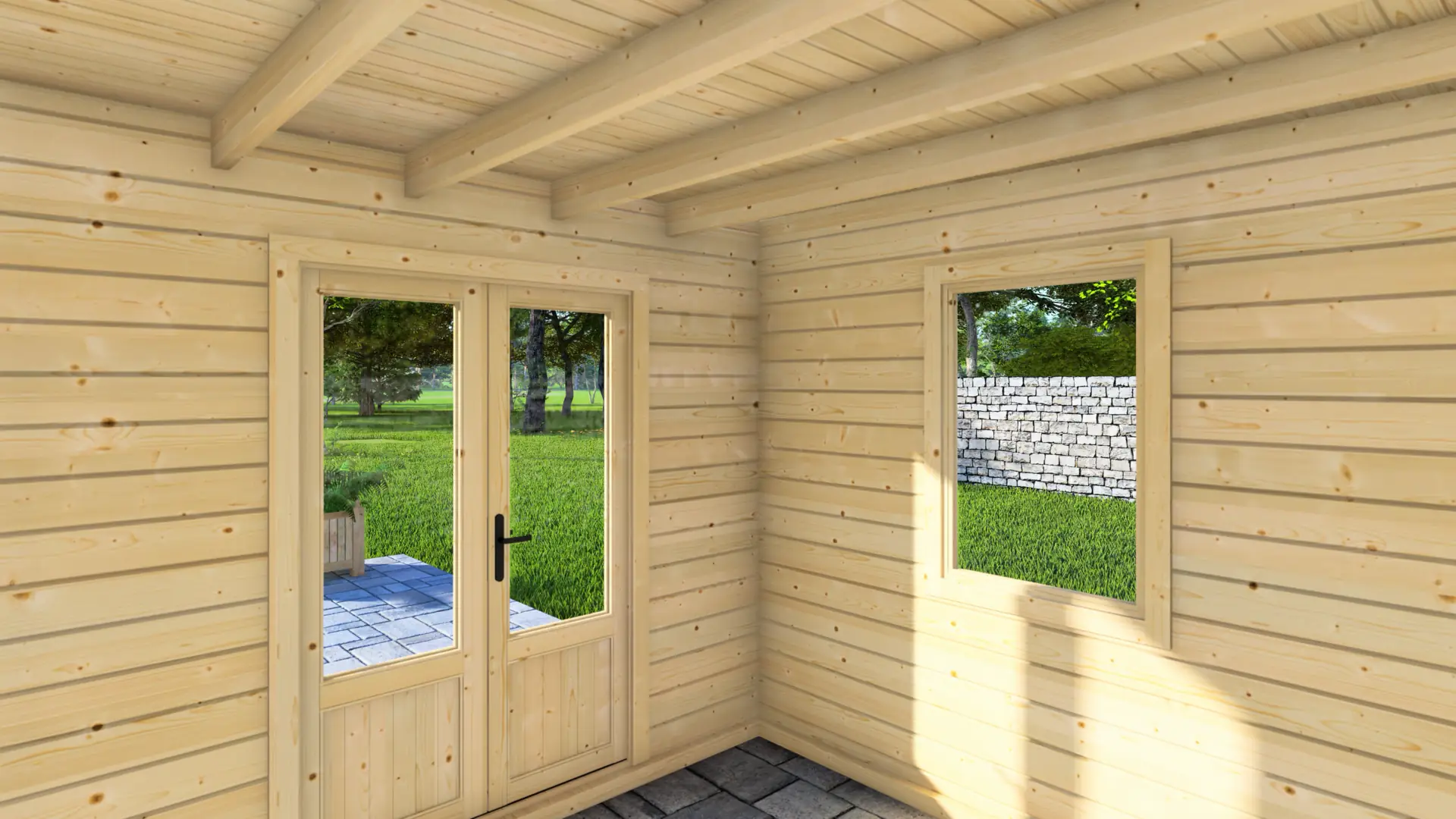 DSHouse dārza mājiņa "Compact" - kvalitatīva koka āra konstrukcija no ziemeļu egles Dārza mājiņa "Compact" ir kvadrātveida 280×280 cm koka konstrukcija ar platām dubultajām durvīm un fiksētu logu, kas nodrošina 7,8 m² telpu dārza piederumu uzglabāšanai vai darbnīcai.
