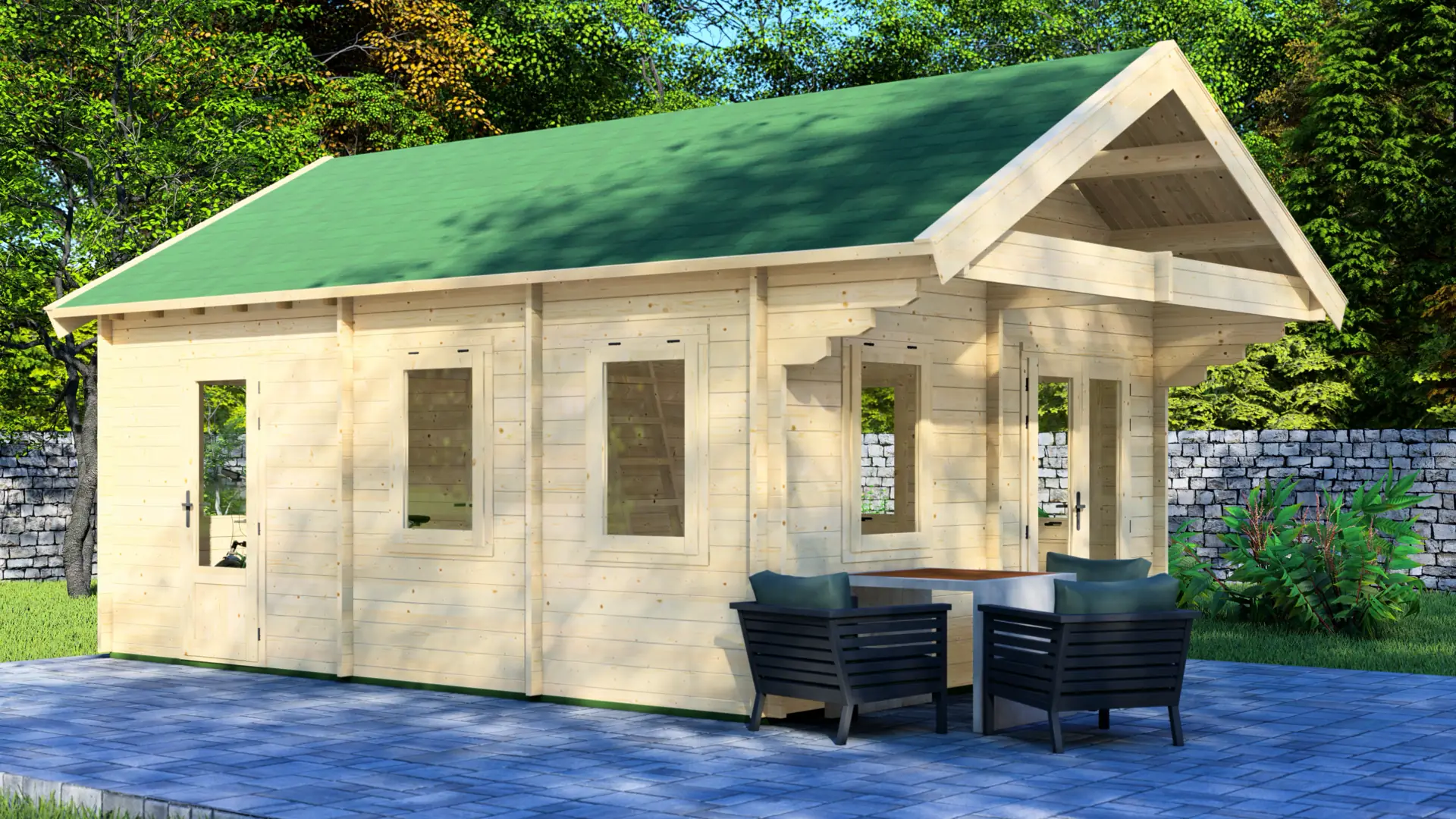 Dārza mājiņa "Calm" - 34,9 m² dzīvojamā platība ar kompaktu apbūves laukumu Dārza mājiņa "Calm" ar trim pirmā stāva telpām un 10 m² pusstāvu, izgatavota no ziemeļu egles ar septiņiem dubultajiem logiem.