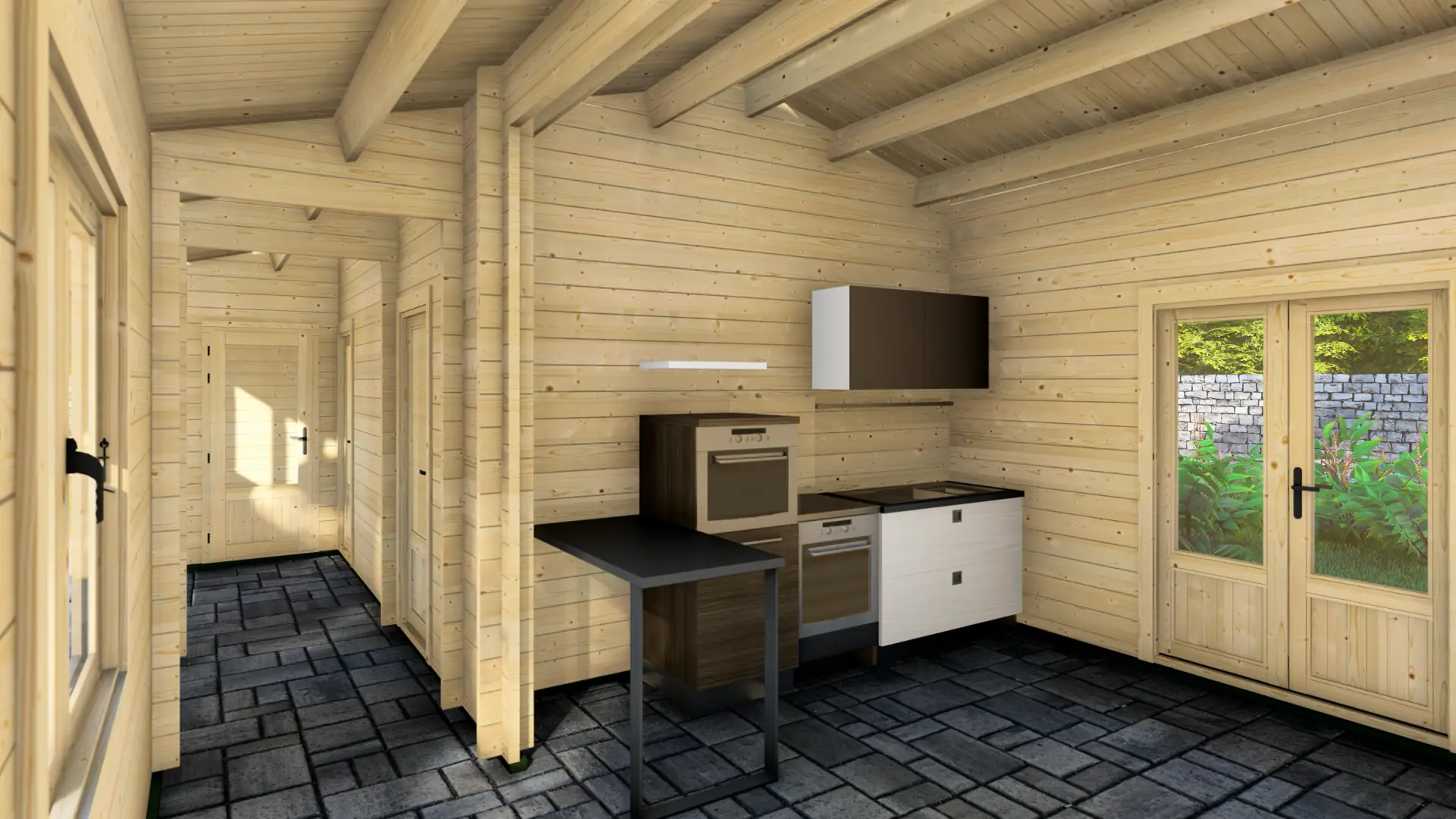Dārza māja “Glamorouse” - 83 m² ar četrām telpām un terasi Dārza māja “Glamorouse” ar 83 m² apbūves platību, četrām iekštelpām un nosegtu terasi, būvēta no ziemeļu egles.