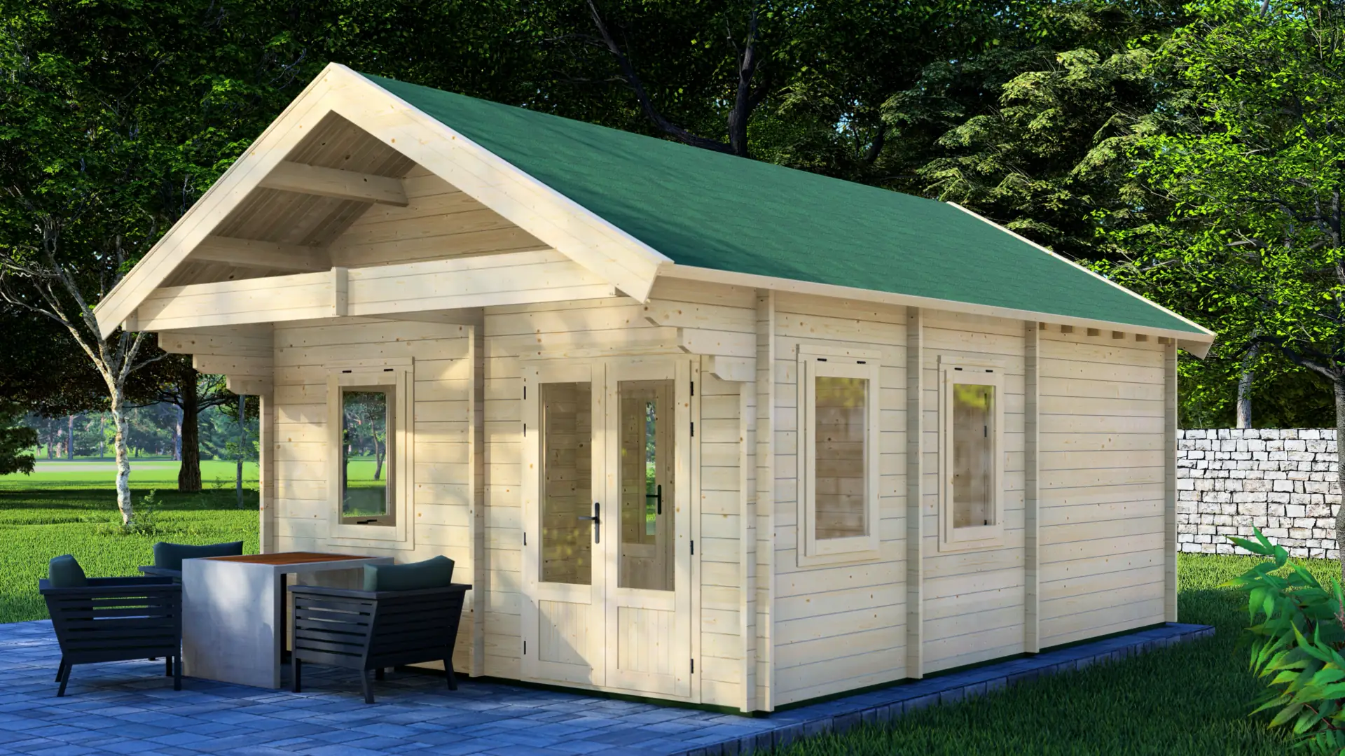 Dārza mājiņa "Calm" - 34,9 m² dzīvojamā platība ar kompaktu apbūves laukumu Dārza mājiņa "Calm" ar trim pirmā stāva telpām un 10 m² pusstāvu, izgatavota no ziemeļu egles ar septiņiem dubultajiem logiem.